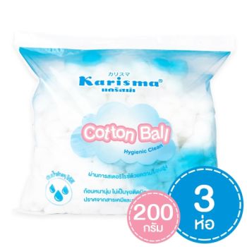 สำลีก้อนกลม 200 กรัม 3 ห่อ